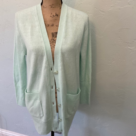 NWT J.Crew Front-Pocket Cardigan Sweater powder blue boyfriend basic oversize XS - Picture 2 of 16